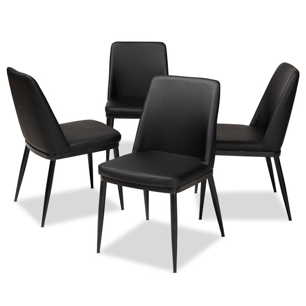 Baxton Studio Darcell Modern Black Faux Leather Upholstered Dining Chair 146-8789